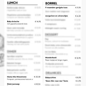 Menukaart zwangerschapsaankondiging