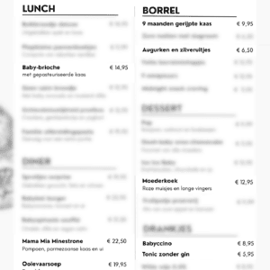 Zwangerschap- aankondiging menukaart